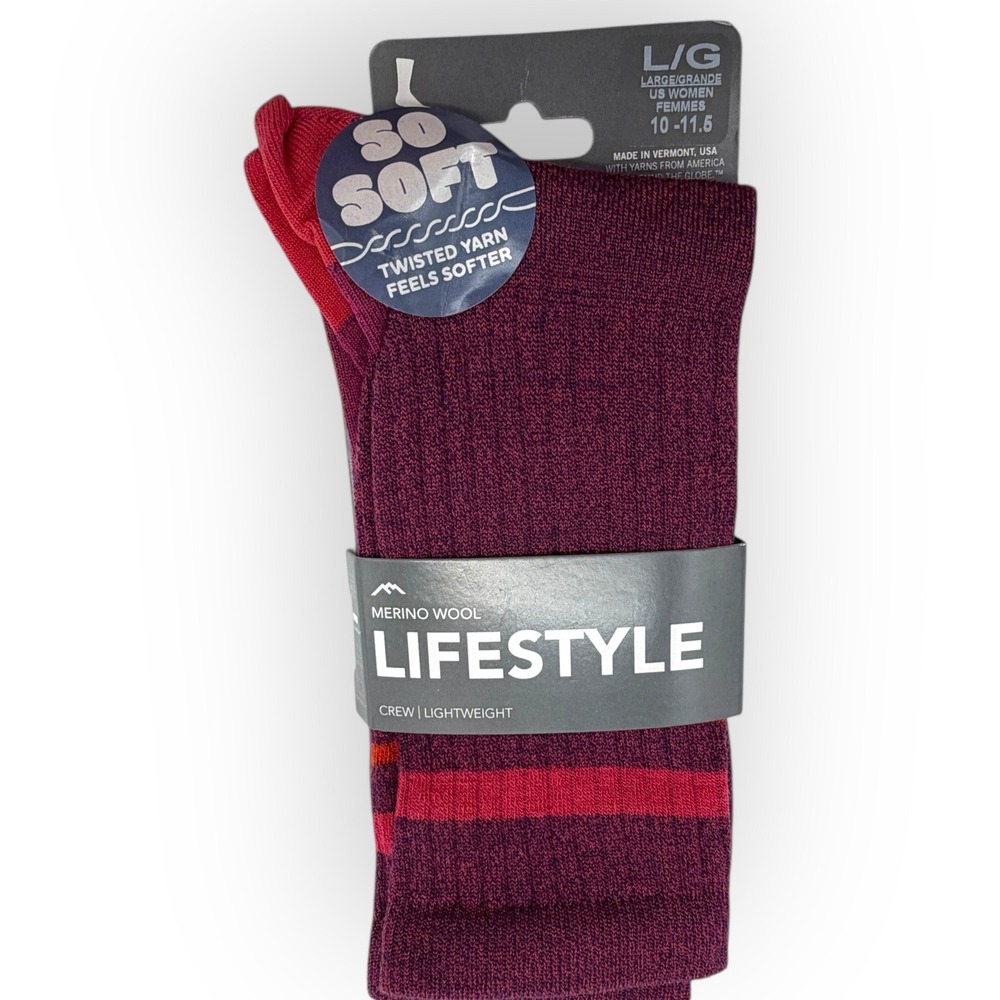 Darn Tough Lifestyle Crew Socks Womens Large 10-11.5 Merino Wool Boysenberry